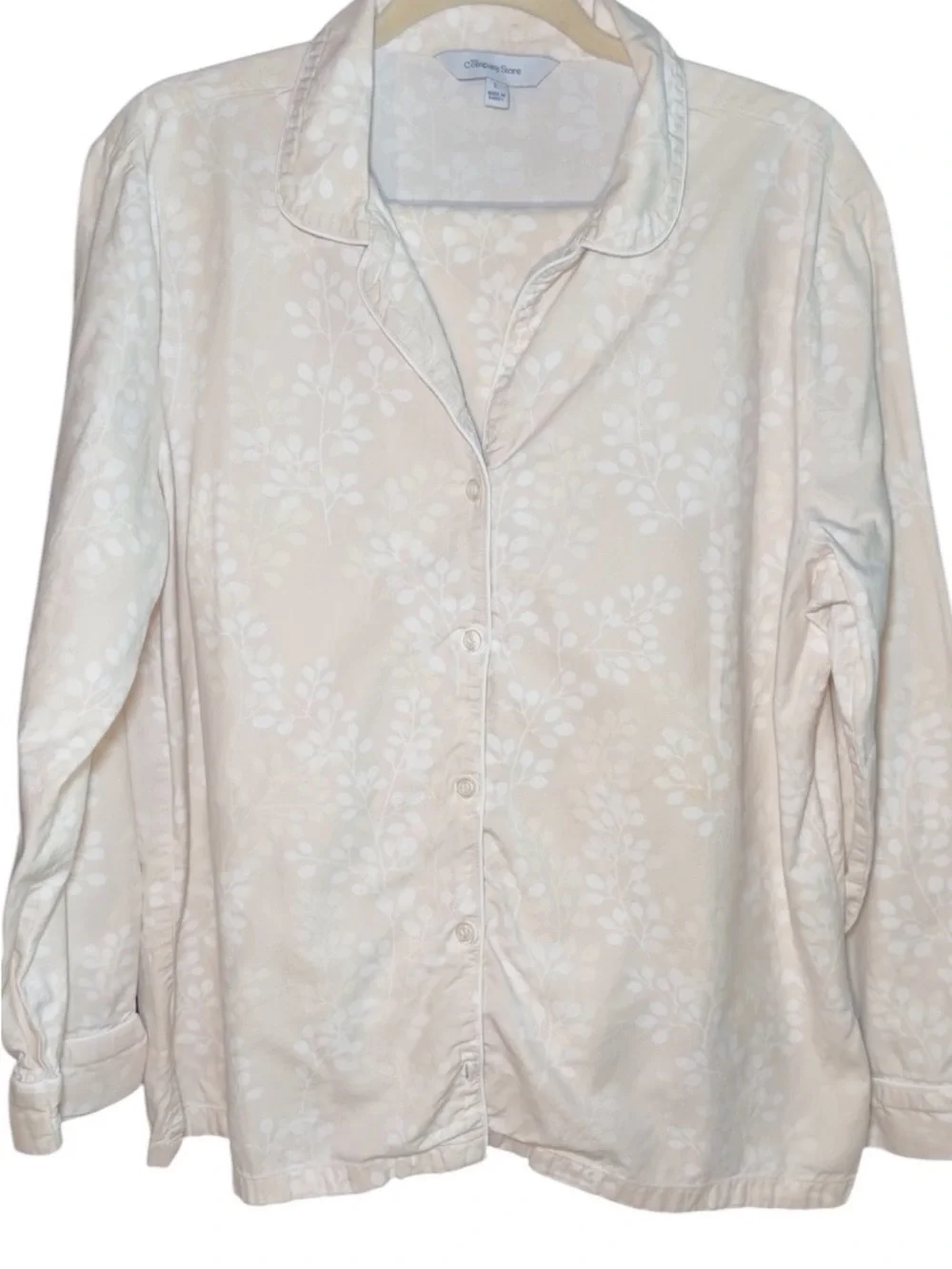 The Company Store 100% Cotton Cream Botanical Pajama Set Size L